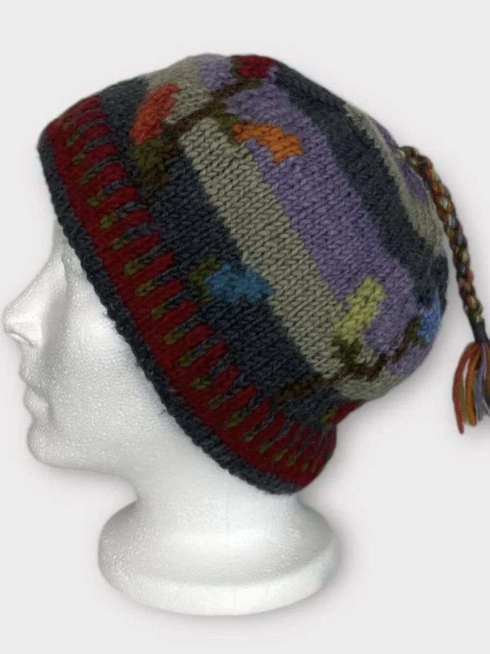 LOST HORIZONS Handmade in Nepal Wool Beanie Artisan Knit Hat - Multicolour